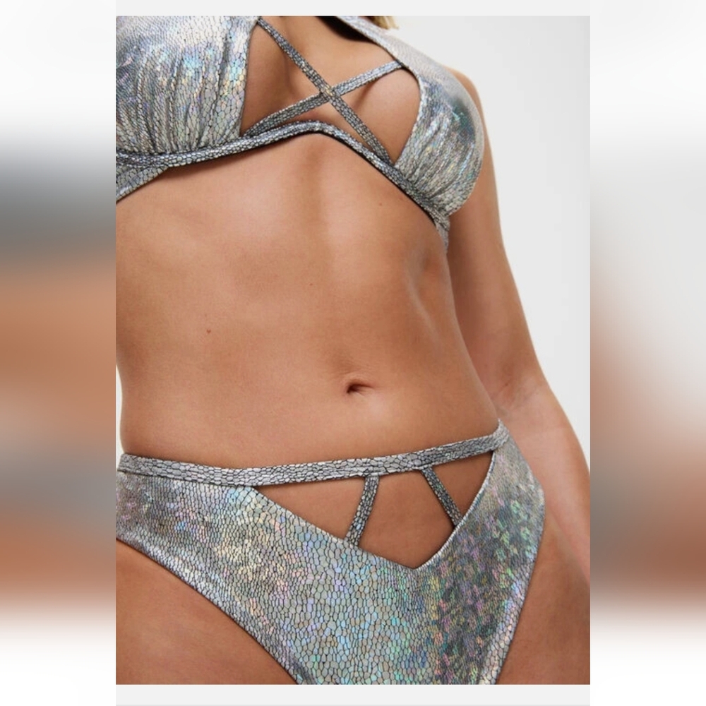 NWT Ann Summers Tropical Glitz Bikini Silver halter top & bottom - Picture 8 of 8